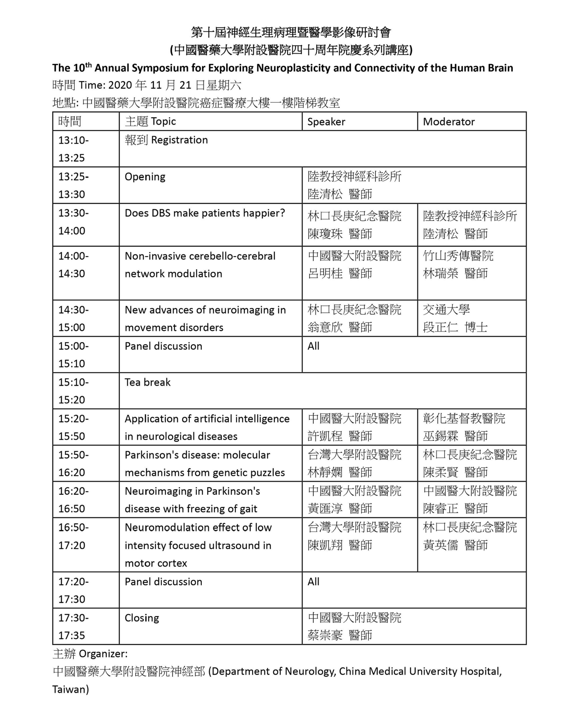 第十屆神經生理病理暨醫學影像研討會